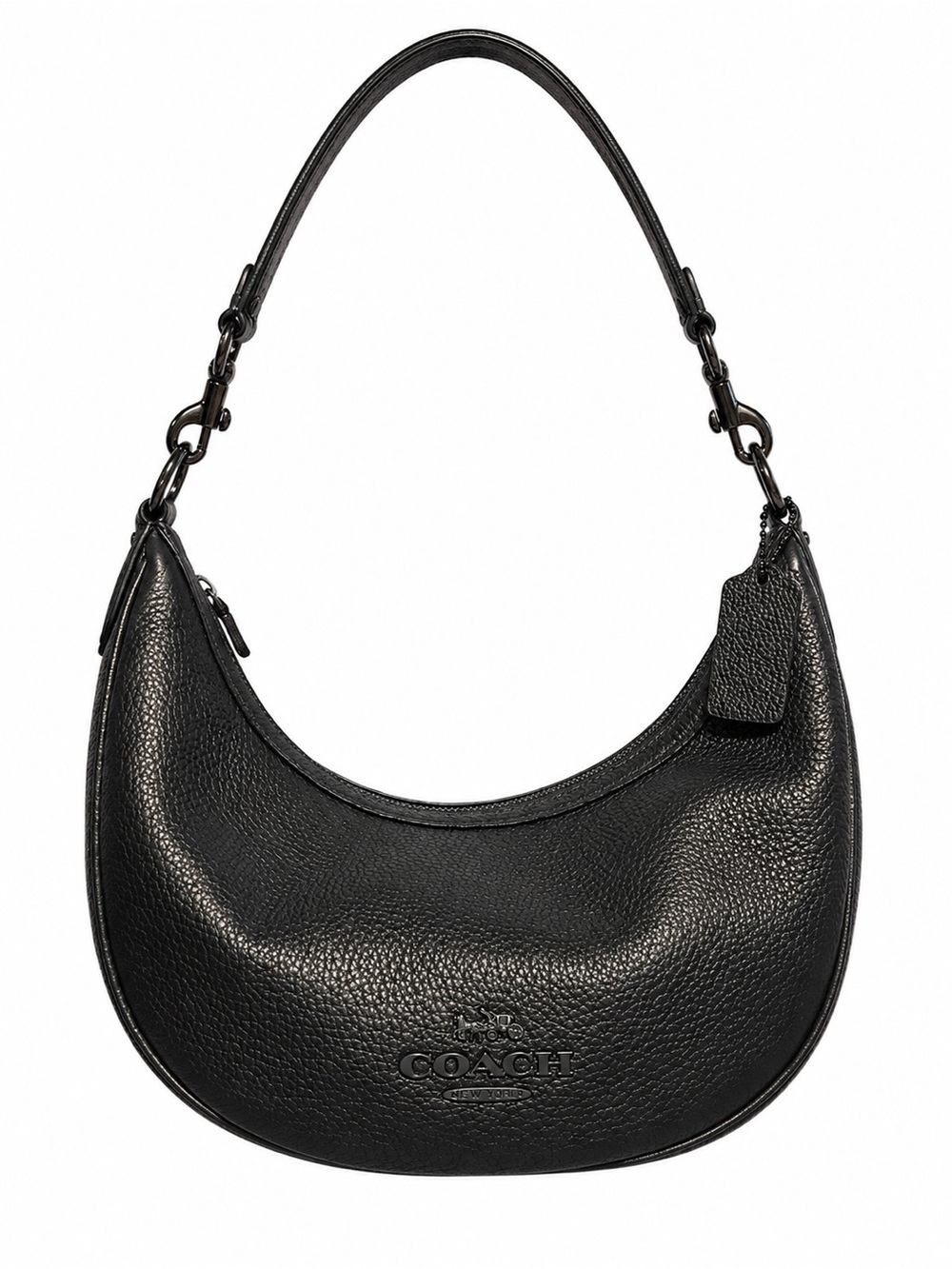 Coach Black Pebbled Crescent Hobo Shoulder Bag
